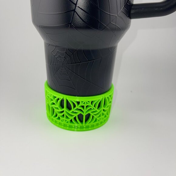 Neon Green Spiderweb Tumbler Topper, Boor or Halo, Stanley Accessories Web Glow - Picture 9 of 10